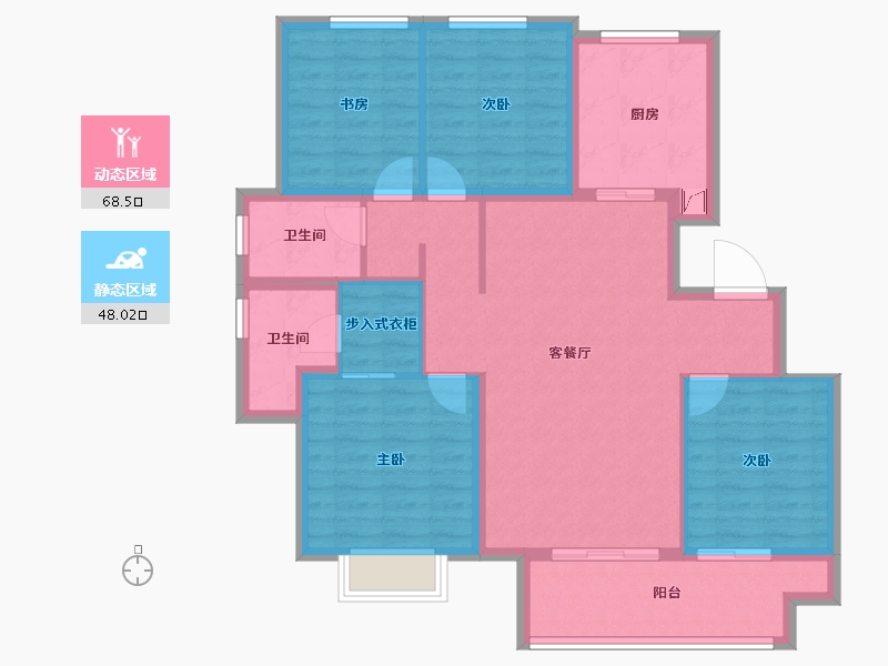 山东省-潍坊市-蓝城清风明月清风苑-104.39-户型库-动静分区