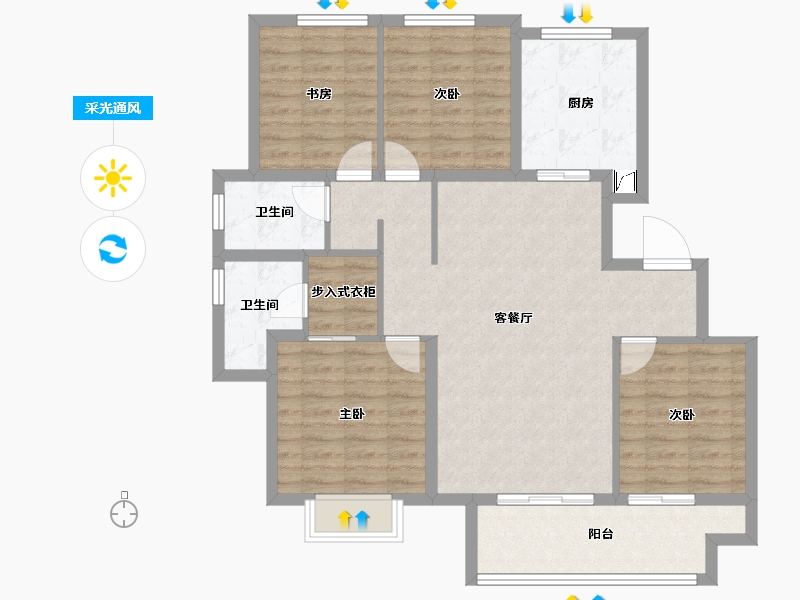 山东省-潍坊市-蓝城清风明月清风苑-104.39-户型库-采光通风