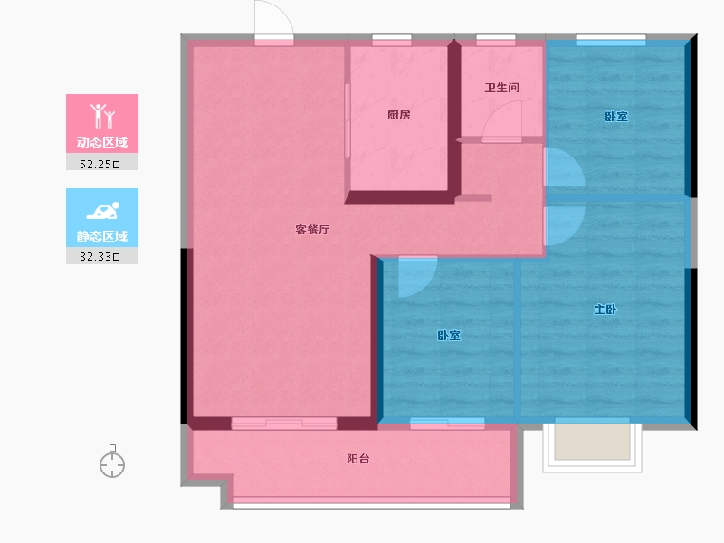 江苏省-镇江市-碧桂园·云顶-76.00-户型库-动静分区