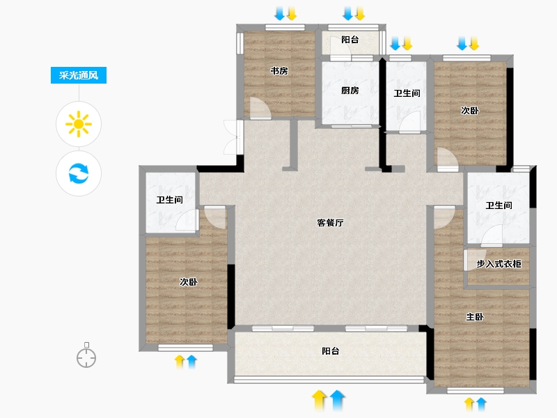 四川省-成都市-中粮武侯瑞府-136.81-户型库-采光通风