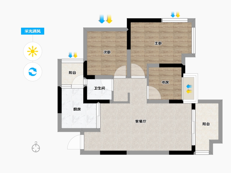 四川省-眉山市-天府理想城-64.38-户型库-采光通风