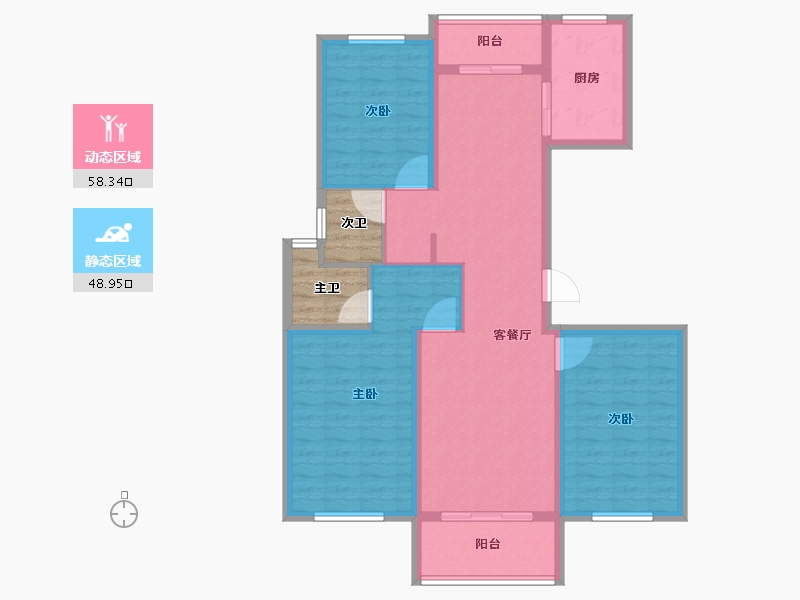 江苏省-镇江市-天怡·南郡-102.99-户型库-动静分区