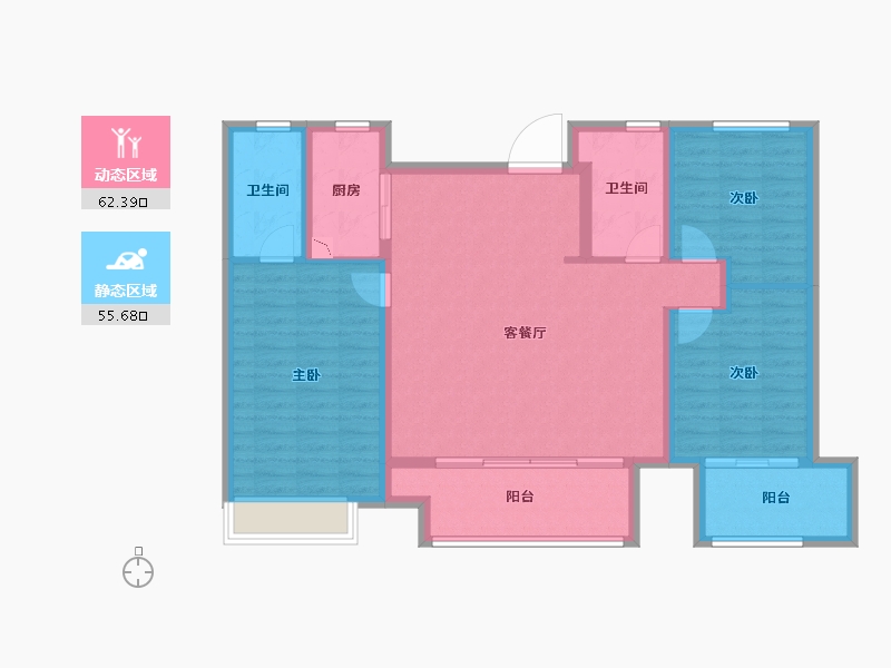 山东省-潍坊市-蓝城清风明月清风苑-106.48-户型库-动静分区