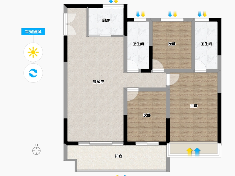 河南省-洛阳市-香麓湾-97.32-户型库-采光通风