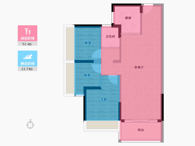 广东省-惠州市-碧桂园南站新城-68.00-户型库-动静分区