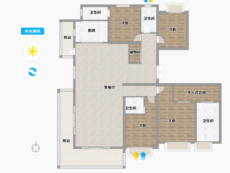 云南省-昆明市-锦粼天序-207.20-户型库-采光通风