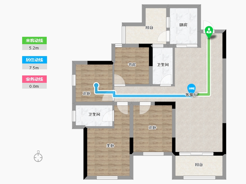 重庆-重庆市-朗基八俊里-92.25-户型库-动静线