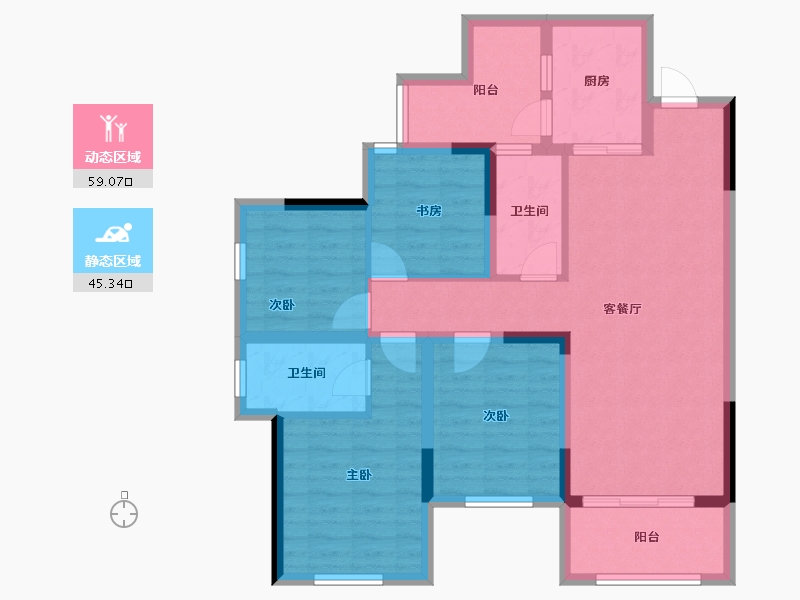 重庆-重庆市-朗基八俊里-92.25-户型库-动静分区