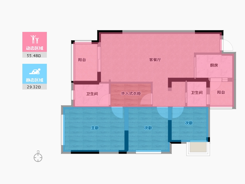 四川省-成都市-西宸春天-75.15-户型库-动静分区