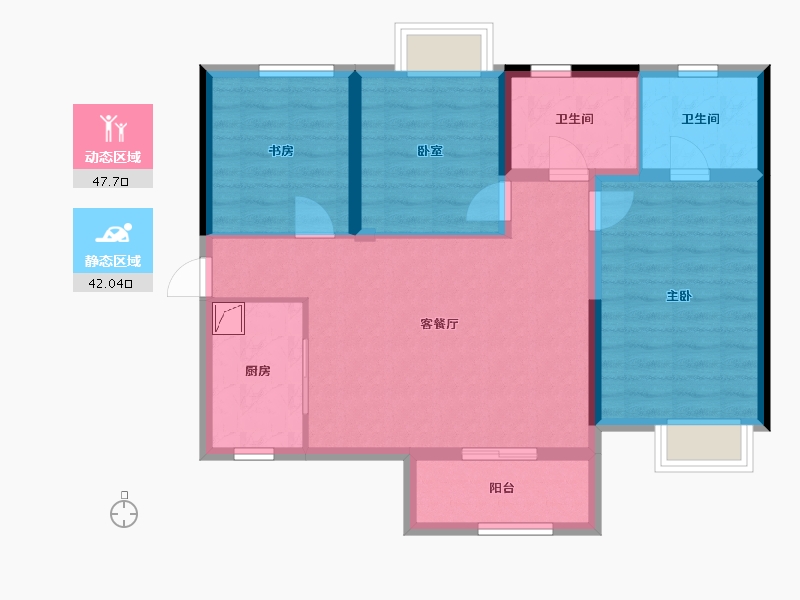 湖南省-湘潭市-绿地湘江城际空间站-80.05-户型库-动静分区