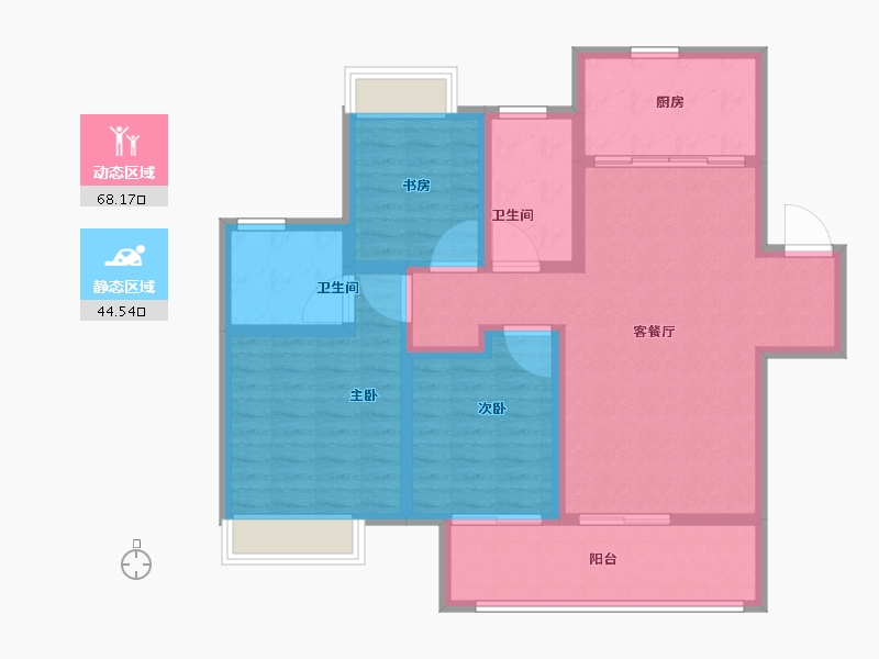 江苏省-宿迁市-融创黄河映-100.80-户型库-动静分区