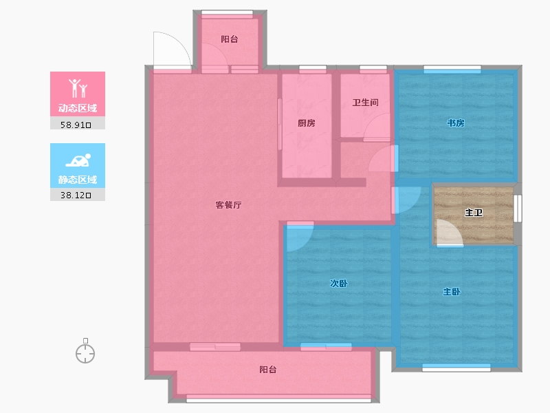 四川省-成都市-天府西苑-89.87-户型库-动静分区