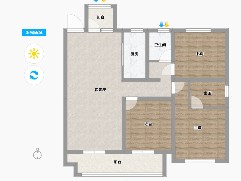 四川省-成都市-天府西苑-89.87-户型库-采光通风