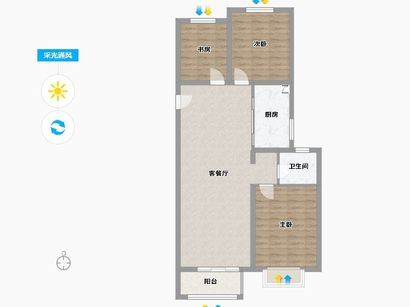 山东省-泰安市-将军·望岳名郡-90.00-户型库-采光通风