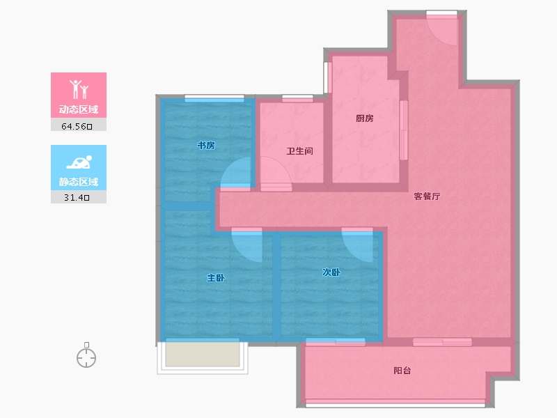 江苏省-宿迁市-融创黄河映-84.81-户型库-动静分区