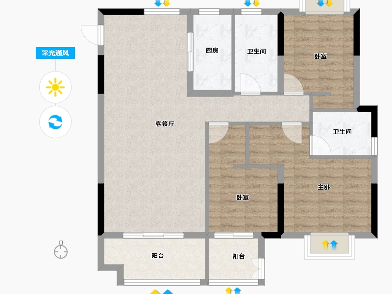 湖北省-襄阳市-中梁紫悦首府-94.54-户型库-采光通风