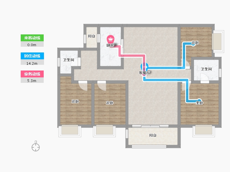 湖南省-湘潭市-​吉润华府-113.23-户型库-动静线