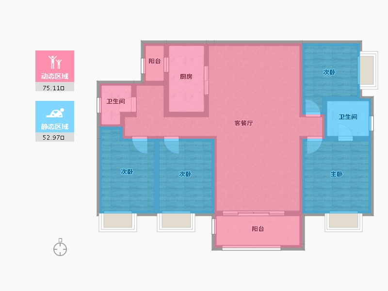 湖南省-湘潭市-​吉润华府-113.23-户型库-动静分区