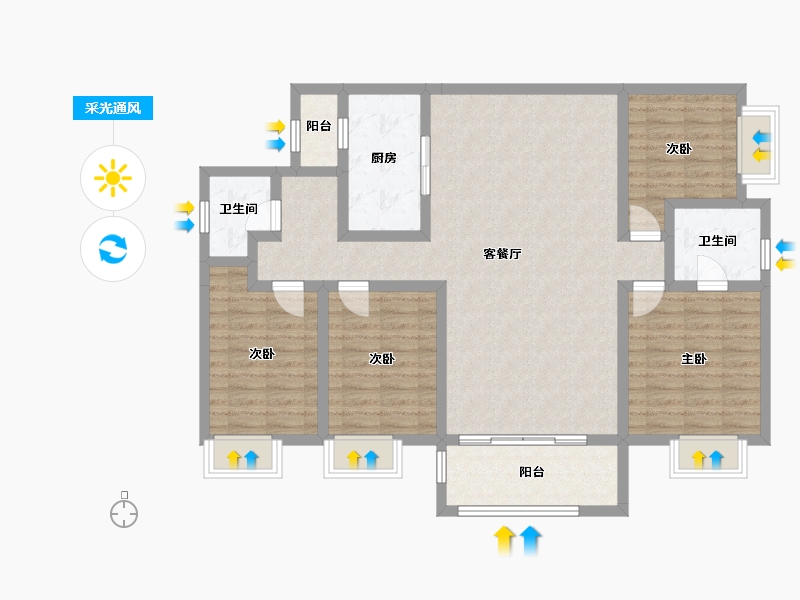 湖南省-湘潭市-​吉润华府-113.23-户型库-采光通风