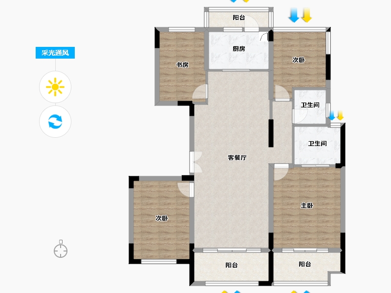 湖南省-岳阳市-江河颐璟城-102.00-户型库-采光通风