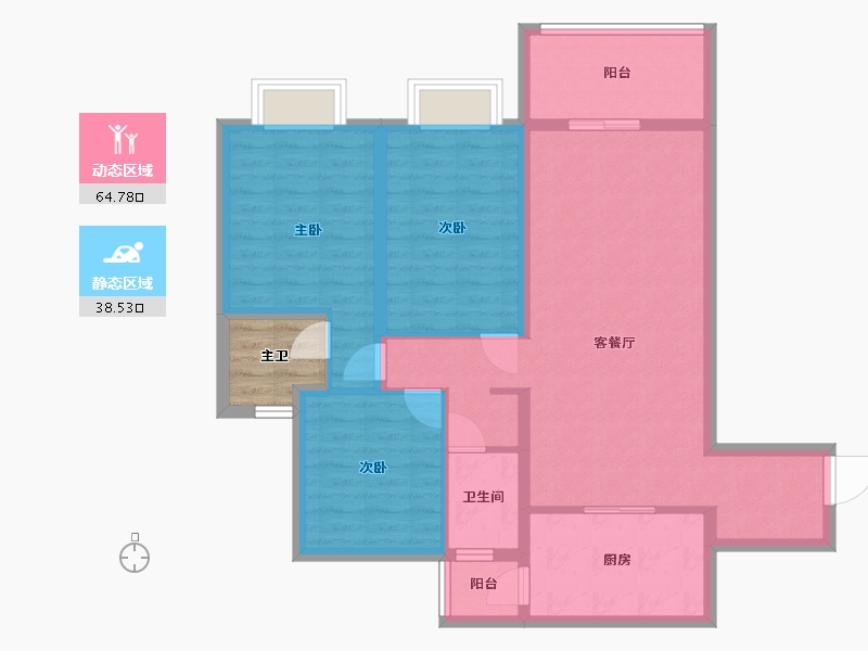 四川省-成都市-天府西苑-95.69-户型库-动静分区