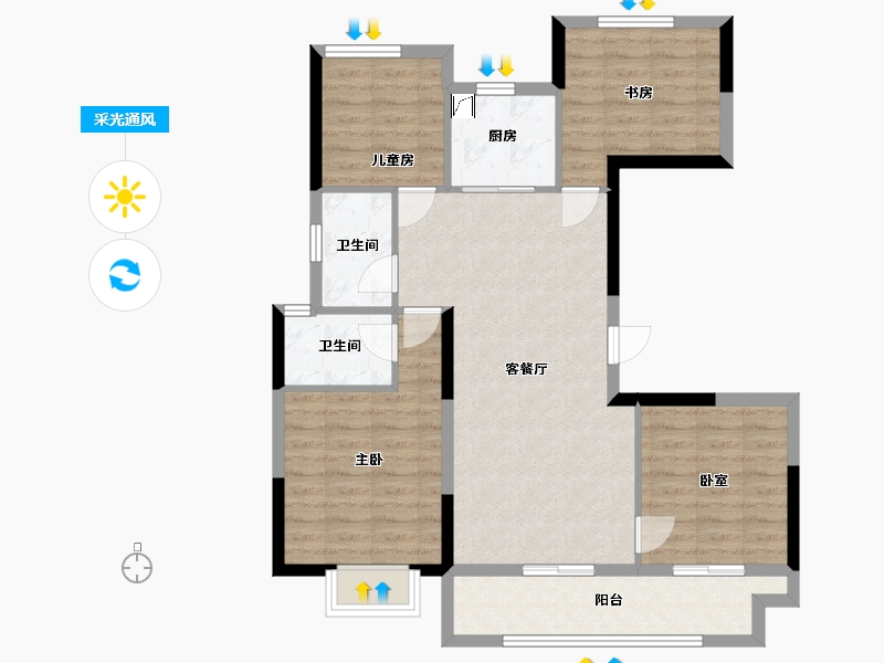 浙江省-宁波市-碧桂园泊蔚里-97.00-户型库-采光通风