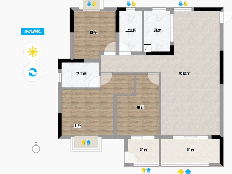 湖北省-襄阳市-中梁紫悦首府-94.40-户型库-采光通风