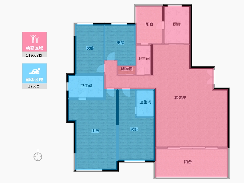 湖南省-湘潭市-星合世家-194.86-户型库-动静分区