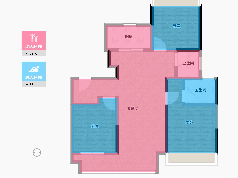 江苏省-宿迁市-融创黄河映-94.40-户型库-动静分区