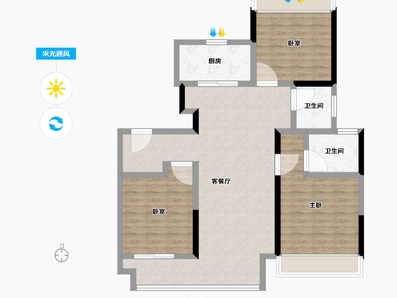 江苏省-宿迁市-融创黄河映-94.40-户型库-采光通风