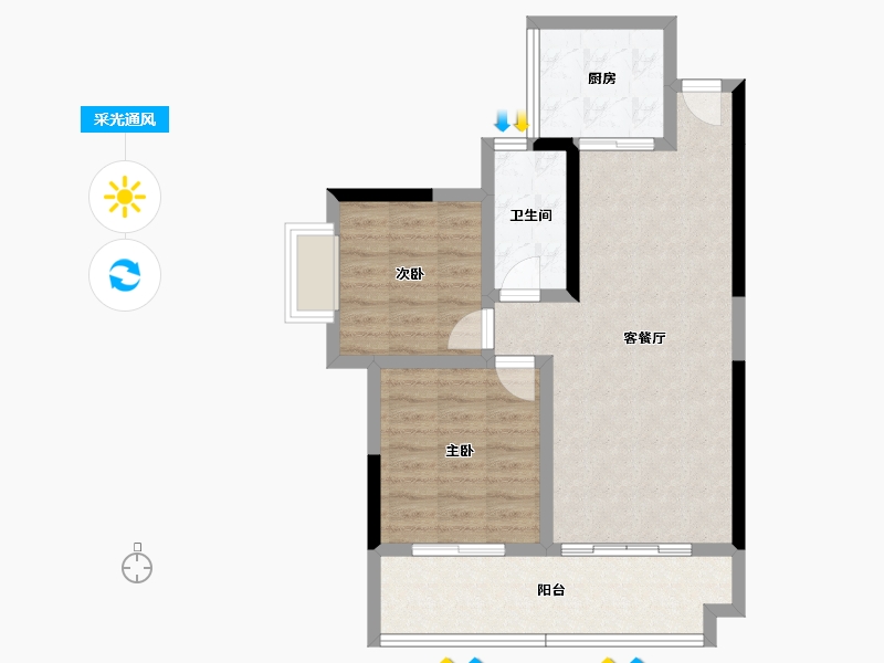 湖南省-湘潭市-万憬欣悦玲珑-70.07-户型库-采光通风