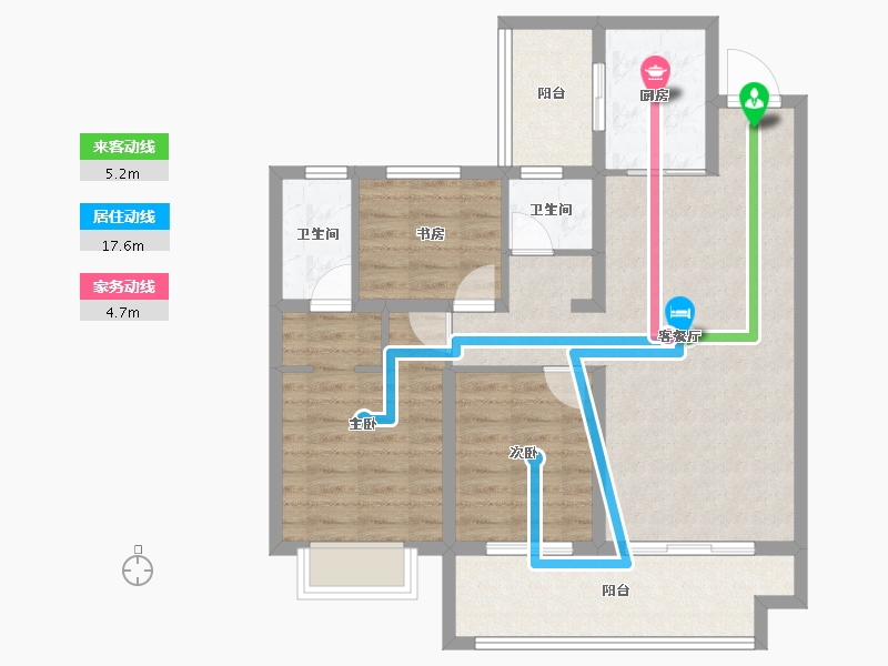 甘肃省-天水市-秦安令牌·玖号院-85.76-户型库-动静线