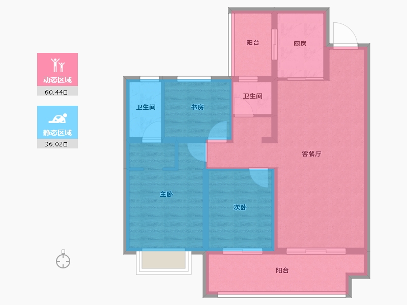 甘肃省-天水市-秦安令牌·玖号院-85.76-户型库-动静分区