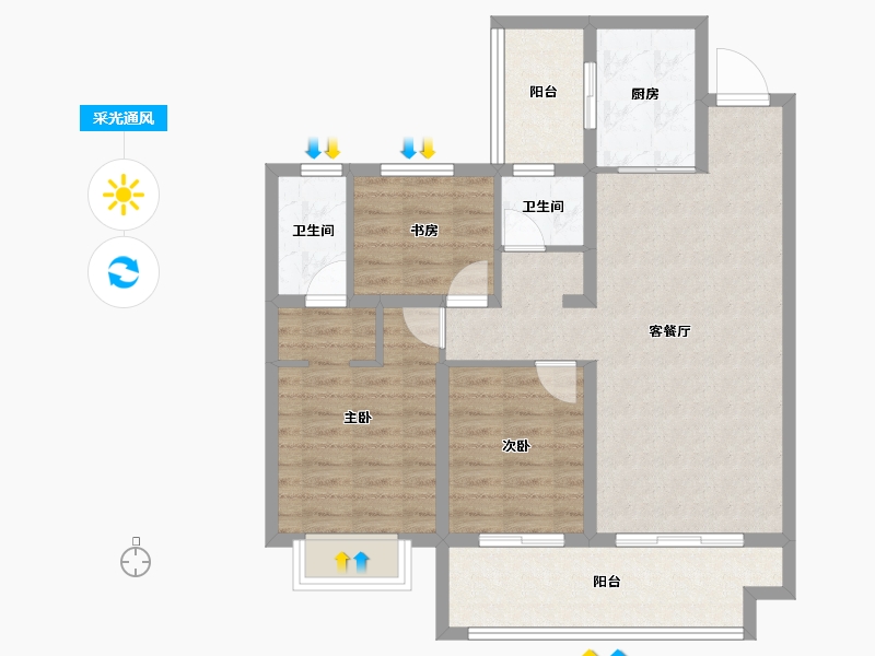 甘肃省-天水市-秦安令牌·玖号院-85.76-户型库-采光通风