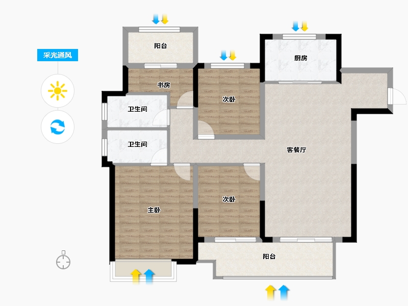 河南省-洛阳市-绿都凤启开元-114.87-户型库-采光通风