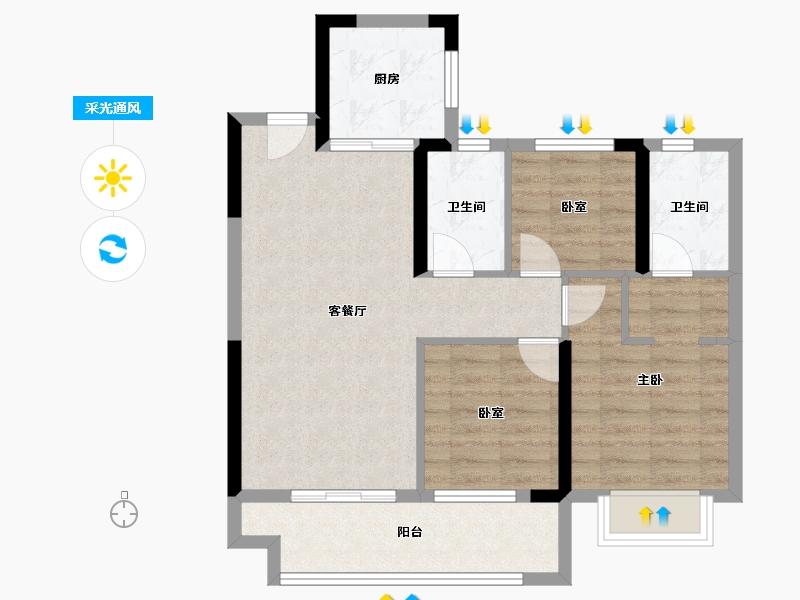 河南省-南阳市-华侨城纯水岸-73.10-户型库-采光通风