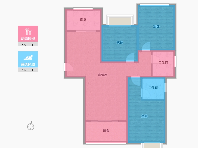 湖南省-湘潭市-天元海棠印象-93.28-户型库-动静分区