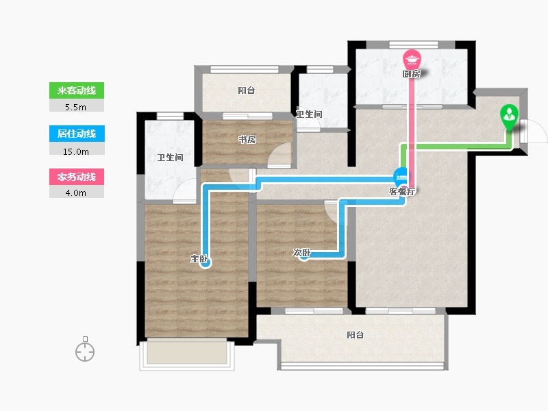 河南省-洛阳市-绿都凤启开元-94.77-户型库-动静线