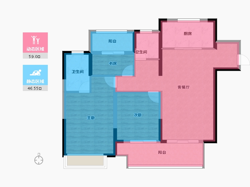 河南省-洛阳市-绿都凤启开元-94.77-户型库-动静分区