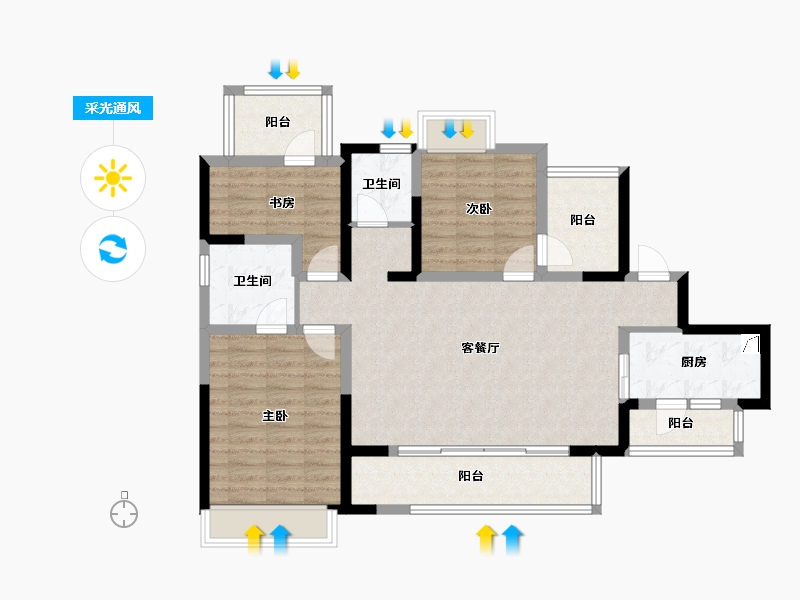 四川省-成都市-融创春风十里-98.45-户型库-采光通风