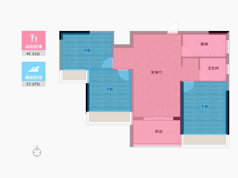 河南省-洛阳市-绿都凤启开元-71.67-户型库-动静分区