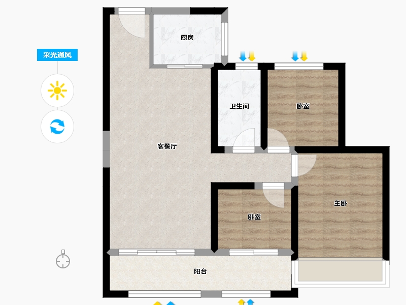 甘肃省-天水市-寰居·元丰御苑-73.36-户型库-采光通风