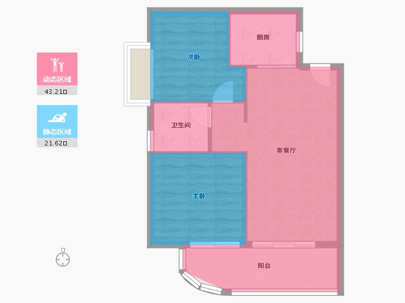 福建省-漳州市-高登喜岸二期-59.20-户型库-动静分区