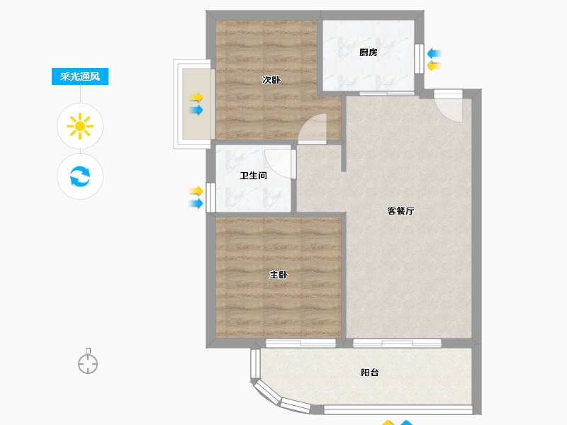 福建省-漳州市-高登喜岸二期-59.20-户型库-采光通风