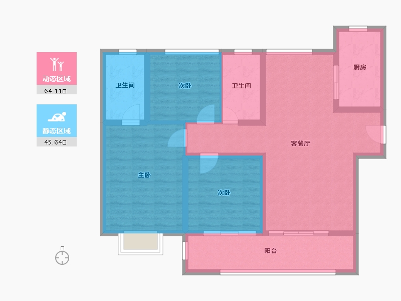 河南省-洛阳市-碧桂园玖玺台-98.30-户型库-动静分区