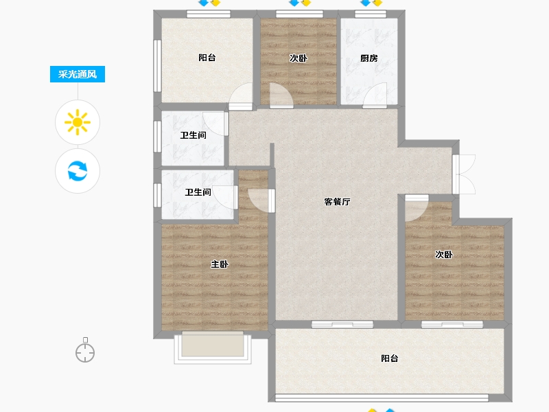 甘肃省-天水市-秦安令牌·玖号院-109.07-户型库-采光通风