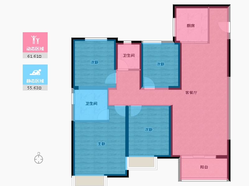 河南省-洛阳市-蓝光钰泷府-104.87-户型库-动静分区