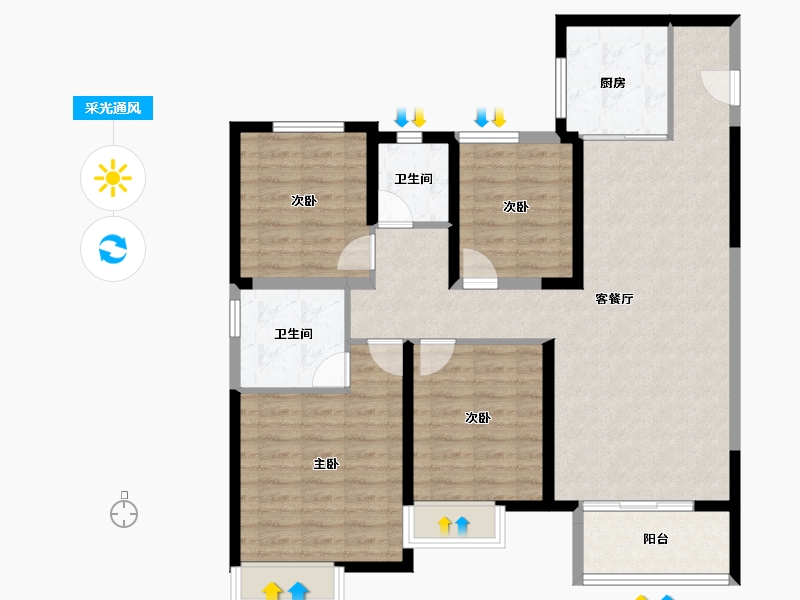 河南省-洛阳市-蓝光钰泷府-104.87-户型库-采光通风