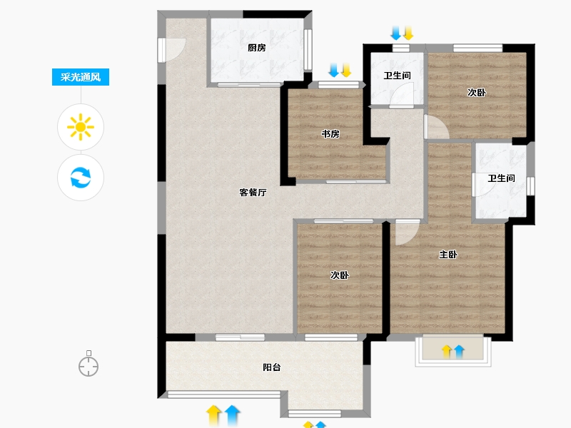 河南省-洛阳市-蓝光钰泷府-113.04-户型库-采光通风