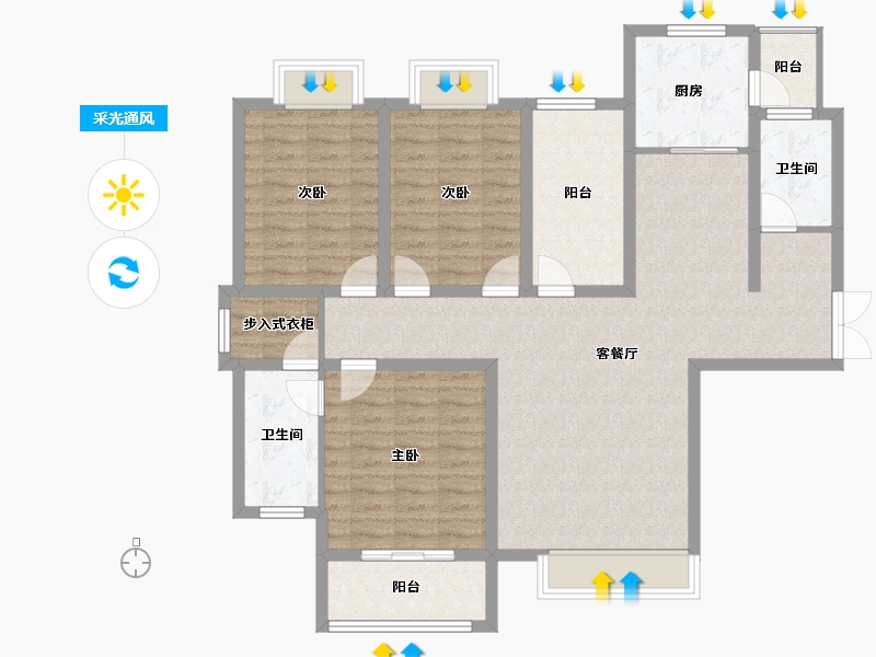 河南省-洛阳市-鼎盛国际-114.90-户型库-采光通风